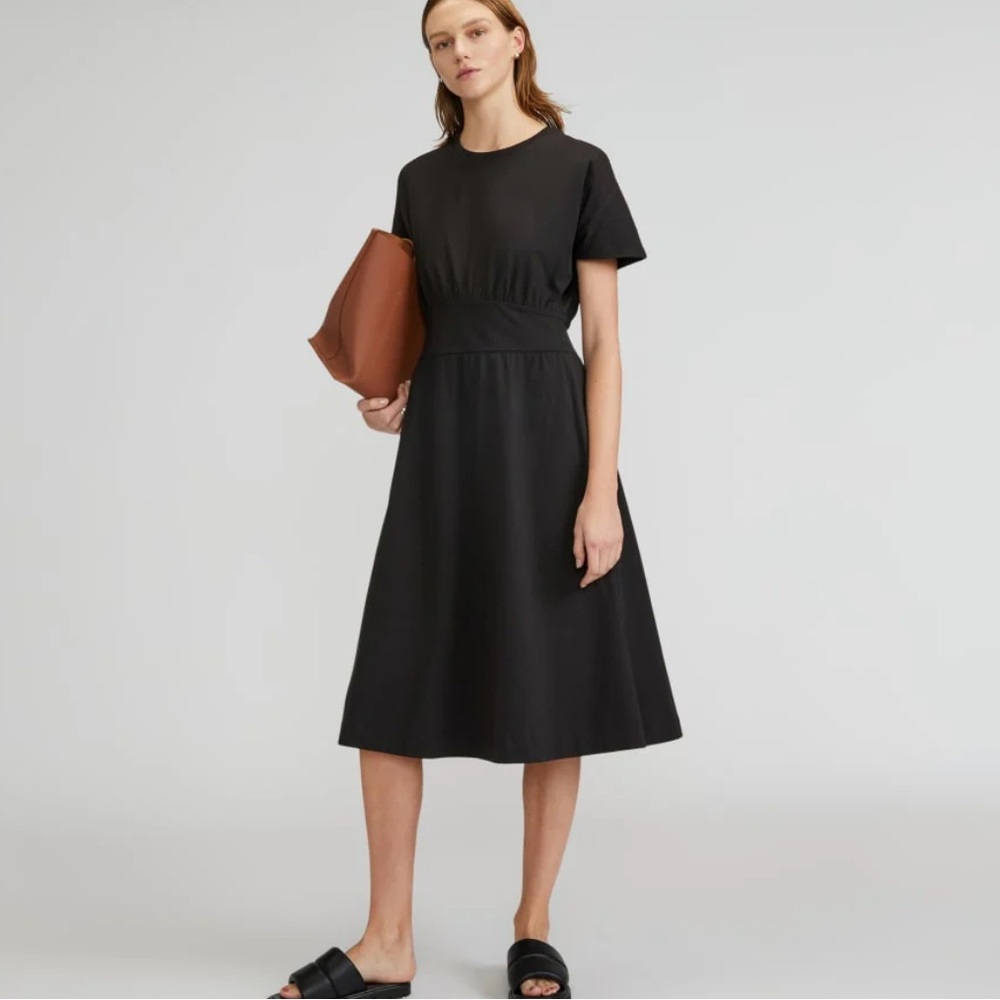 Everlane Organic Cotton Black Waisted Dress Classic